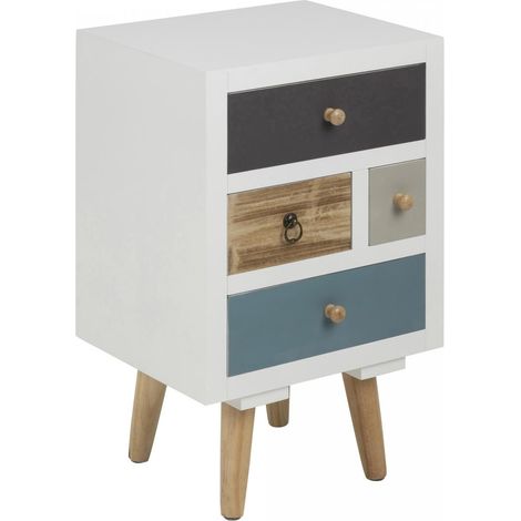Commode MEVUC 30x36x59cm blanc, marron, bleu en Bois (1/5)