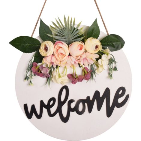 Panneau Porte Noël - Panneau Bois 30 x 30 cm - Décoration Porte Avant Intérieur Extérieur - Motif Bienvenue - 1 Pièce (1/5)