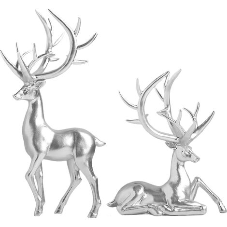 Figurines De Cerfs De Noël 2 Pièces De Décorations De Noël en Résine Sculpture De Renne Ensemble De Décoration De Table pour Bureau Manteau Cuisine Étagère Cheminée Hiver Fêtes (1/5)