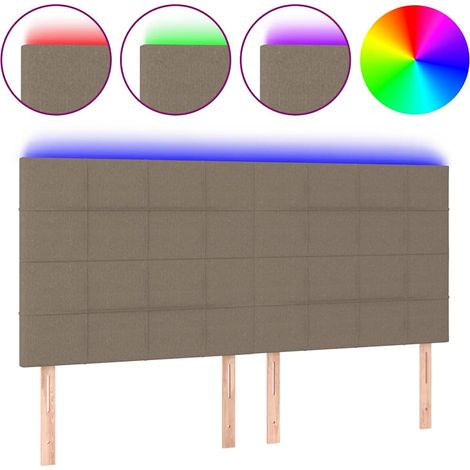 Maison Exclusive - Čelo postele s LED taupe 160x5x118/128 cm textil (1/5)