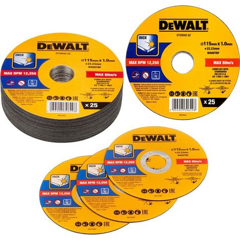 Dewalt DT20593 High Performance Thin Metal Cutting Discs - 115mm x 22.23mm x 1.0mm - Pack of 25 (1/3)