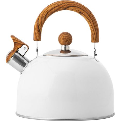 Sifflet bouilloire cuisinière en acier inoxydable poignée pliable fournitures de cuisine 2,5 L blanc (1/5)