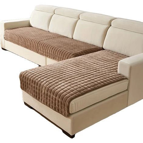 Copridivano, design antiscivolo, facile manutenzione, marrone, 2 pezzi (1/2)