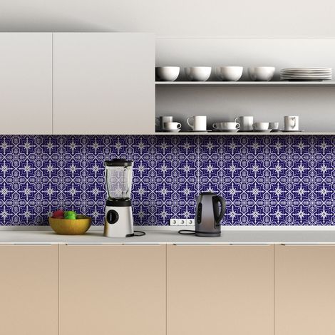 Sticker Mural Carrelage adhésif Cuisine Salle de Bain - 60 STICKERS CARRELAGES AZULEJOS VANIA - 60stickers15x15cm (1/5)