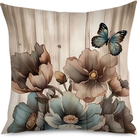 Housse de Coussin with imprimé bois rustique et fleurs sauvages (1/5)