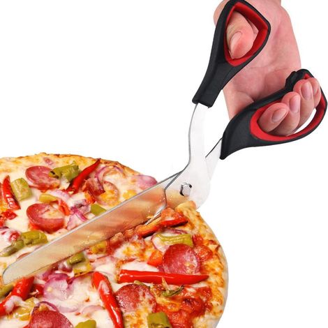 1 Paire Ciseaux à Pizza, Acier Inoxydable, Poignée Silicone, 27 CM, Cuisine Multifonctionnel