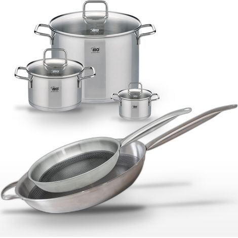 Lot de 3 Faitouts et 2 Poêles Elo Relief Solution (1/5)
