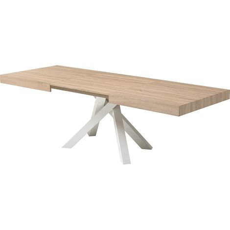 Vente-Unique – Table extensible 6 à 10 personnes en MDF et métal – 2 rallonges amovibles – Finition mélaminée – Charge maximale 100 kg (1/5)