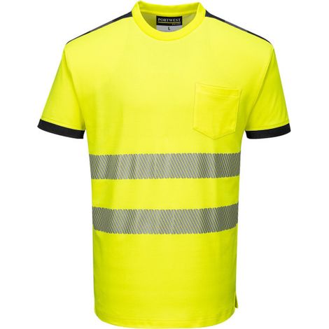 Camiseta deportiva A.V PW3 transpirable de diseño segmentado con aberturas laterales T181 5XL Amarillo / Negro