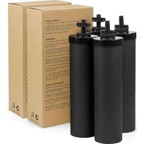 Lot de 4 filtres à eau charbon actif – Filtration jusqu'à 22 700 litres – Compatible Berkey et Doulton – Membrane UF à fibres creuses (1/5)