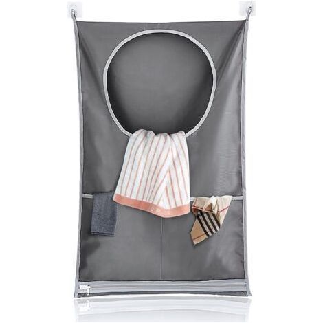 Laundry Bags, Hanging Laundry Basket with Stainless Steel Hooks and Adhesive Hooks, Adjustable Laundry Basket for Laundry, Moving or Grocery Shopping (1/5)