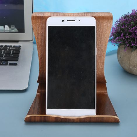 Support téléphone en bois massif pour bureau, étagère ou table basse, rangement élégant (1/2)
