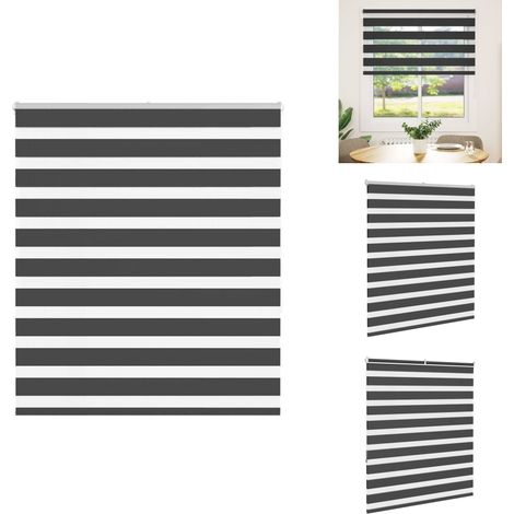 Zebrarollo Schwarz 135x150 cm Stoffbreite 130,9 cm Polyester - Zebra-Jalousie - Zebra-Jalousien - Zebra-Rollo - Doppelrollo (1/5)