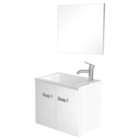 ONDEE ZEN - Lave-mains EPICE - avec miroir - 50cm - Blanc - Laqué - Livré en kit (1/5)
