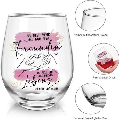 Verre À Vin - 520 Ml - Pour Cadeau Ami - Idéal Anniversaire Noël - 1 Pièce (1/5)