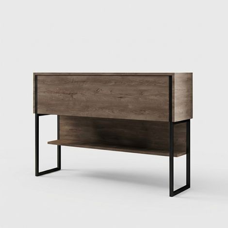 Moderne hängende Wohnzimmervitrine aus Holz und Metall Luxe Noce in Nussbaumoptik - Schwarz