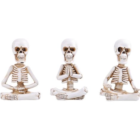 3 pezzi Statua scheletro di Halloween Statua teschio yoga scultura horror in resina Artigianato Modellamento Decorazione Ornamenti per casa ufficio scrivania (1/5)