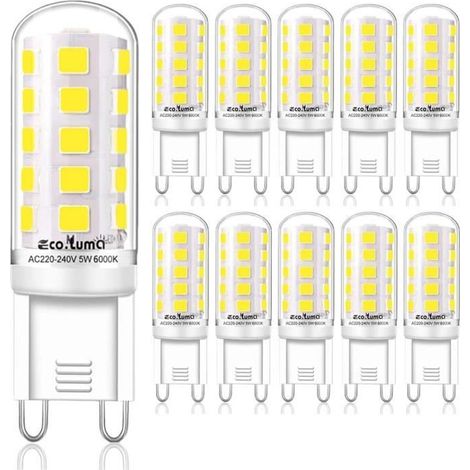 KLVGTIFS PUAmpoule G9 LED - 4W Equivalent 33W 40W G9 Halogène, 420LM, Mini Lampe, Blanc Froid 6000K, Sans Scintillement, AC220-240V,Lot de 10 (1/4)