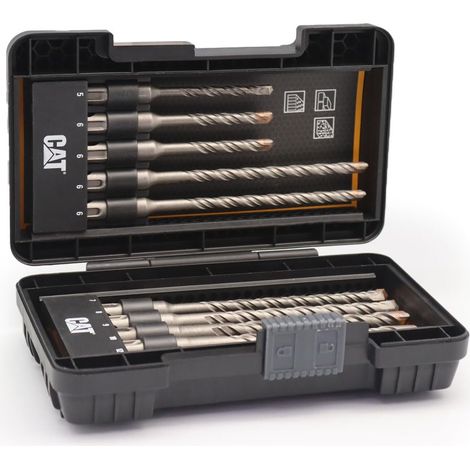 Set di punte da trapano SDS Plus CAT DA03901 da 10 pezzi in acciaio al cromo vanadio