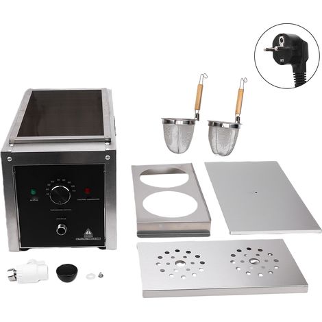 Cuiseur à pâtes électrique professionnel 2 trous avec passoires, acier inoxydable, 10 L, pour la préparation de raviolis et wontons, prise UE 220 V (1/5)
