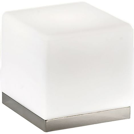 Lampe de Table BINNIE en Verre Satiné Blanc et Structure Anodisée, Raccordement E14, 60W, IP20 - Groupe Rossini - P.3400-15 (1/5)