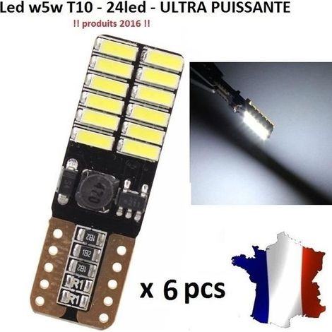 6 Veilleuses LED W5W T10 Canbus ANTI ERREUR ODB 6500k XENON 24 SMD voiture moto-Ywey (1/4)