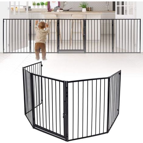 Sicherheitsbarriere für Kind klappbar 305cm, Barriere für Animaux Pare - Feu von Kamin, Schutzgitter Metall, schwarz