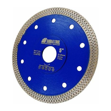 Disco de corte de diamante para mármol, baldosas de porcelana y cerámica (corte en seco), hilo azul, 125 mm (1/4)