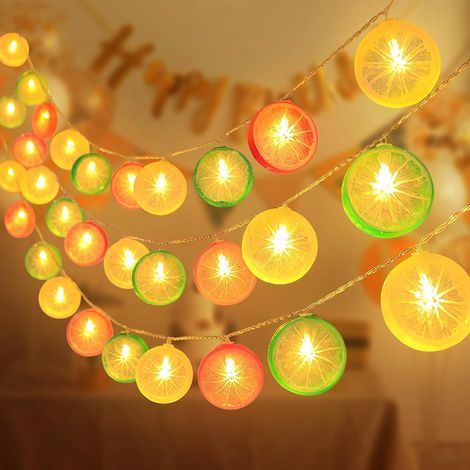Guirlande Citron Lumineuse, 3M Guirlande Lumineuse Exterieure Fairy Lights DéCorative Interieure Citron Artificielle Tranche de Guirlandes pour Chambre à Coucher Fête Carnaval, (1/5)