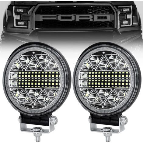 Lot de 2 phares LED ronds 102W – Longue portée 6000K – IP68 étanche – Aluminium antichoc pour voitures, camions, SUV, bateaux