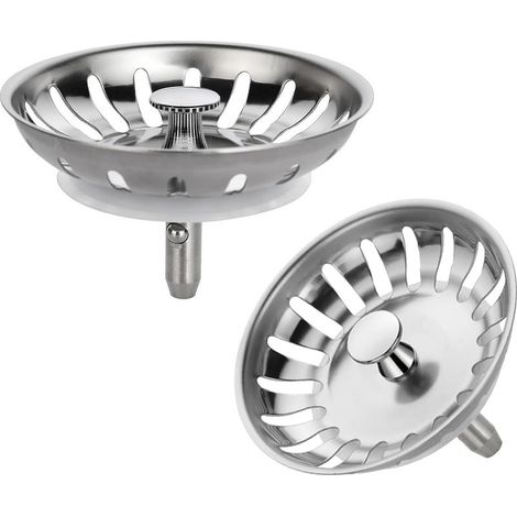 Bouchon evier Cuisine 2pcs, Filtre evier Cuisine 82mm Tige à Bille, bonde evier Acier Inoxydable avec Joint en Silicone (Diamètre: 82mm) (1/5)