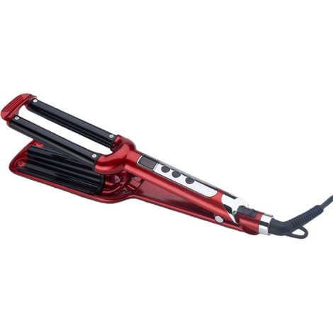Norme européenne, Fer à friser, vague en forme d'œuf, écran LCD de contrôle de température, fer à friser, coiffeur rouge, (1/5)