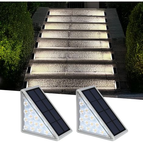 LED-Solar-Stufenleuchten, Solar-Außendekoration IP67 für Hof, Terrasse, Garten, Wege, Einfahrt, Veranda, 2er-Pack