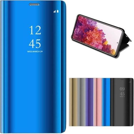 Coque Samsung S20 FE 5G, Housse Étui Miroir Flip Avec Stand Fonction Protection Cover Pour Samsung Galaxy S20 FE 5G - Bleu (1/4)
