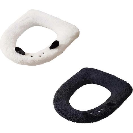 Tapis de bain en peluche, épais et lavable, pour siège de toilette, motif chien et lapin. (1/5)