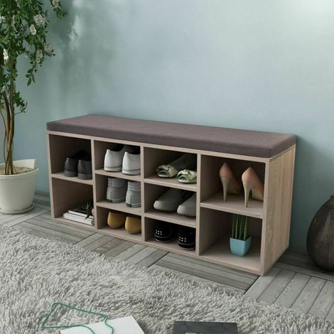 vidaXL Panchina con Scarpiera con 10 Scomparti Colore Rovere (1/5)
