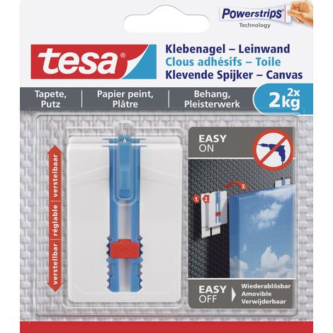 tesa Klebenagel Traglast 2 kg, 2 Stück Haushaltsklebeband & Klebehaken (1/3)