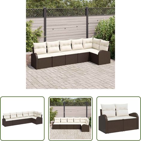 vidaXL Poly-Rattan - Gartensofa-set 6 pcs Braun Poly-Rattan (1/5)