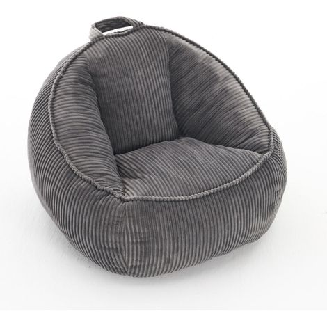 Pouf poire en velours côtelé gris, ultra doux et ergonomique pour chambre d'enfant, coin lecture, salle de jeux et salon – CHICFURN (1/5)