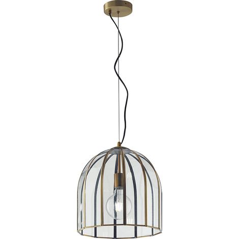 "Sospensione CHESTER in vetro con rifiniture in metallo ottone 31.5x30 cm." (1/3)