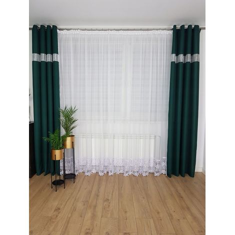 Lunga tenda in voile decorata con pizzo guipure di 30 cm (1/4)