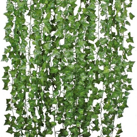 12 fili di foglie di edera artificiale, rampicanti, ghirlanda pendente, fiori di fogliame finto per casa, cucina, giardino, ufficio