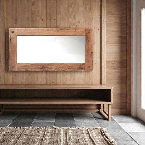 Miroir mural en bois naturel avec cadre épais - 150 cm FJORD (1/2)