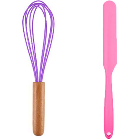 Ustensiles De Cuisine En Silicone - Outils Résistants À La Chaleur Avec Manches En Bois - Pour Cuisson Et Service - Ensemble De 2 Pièces (1/5)