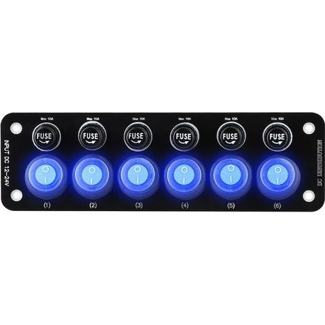 Panneau de fusibles avec 6 interrupteurs, tableau électrique compact pour bateau, circuit 12V et accessoires nautiques (1/4)