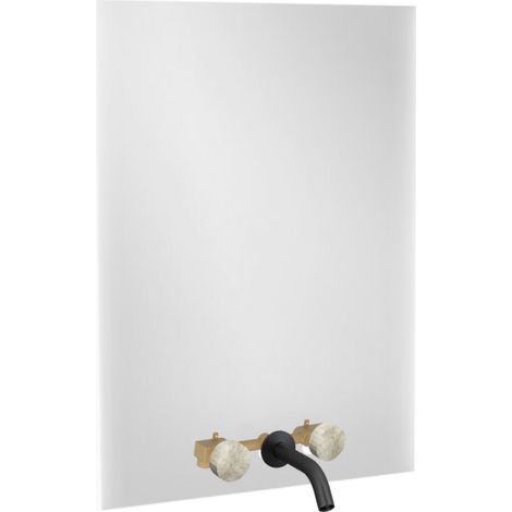 Espejo 3 agujeros 80 cm + mezclador de lavabo empotrado 3 agujeros JACOB DELAFON Grands Boulevards suavidad mineral y negro