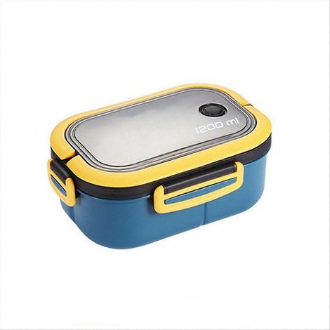 Boîte à lunch mignonne, compartiments portables, compatible micro-ondes, boîte à lunch Bento bleue (1/5)