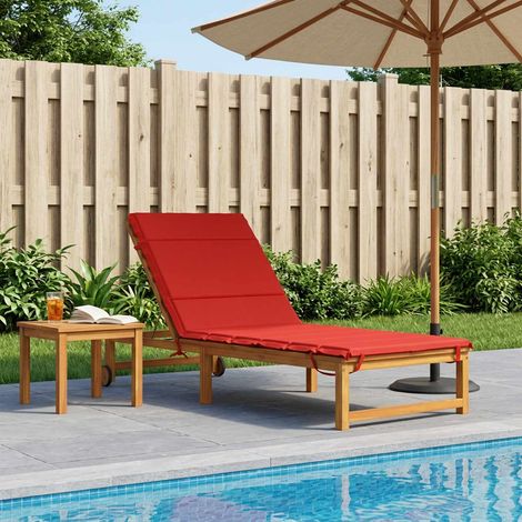 vidaXL Cojín de Tumbona GEMERT 100% Poliéster Rojo 200 x 80 x 3 cm (1/5)