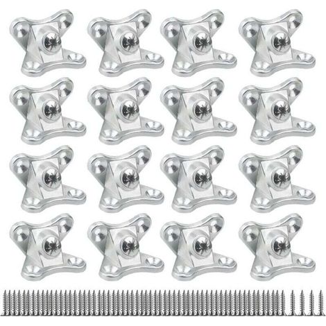 Abnehmbarer Winkelverbinder – 16-teilig, Schmetterlingsclip-Verbinder, Winkelverbinder für Holz, Furnier (mit 64 Schrauben), silber