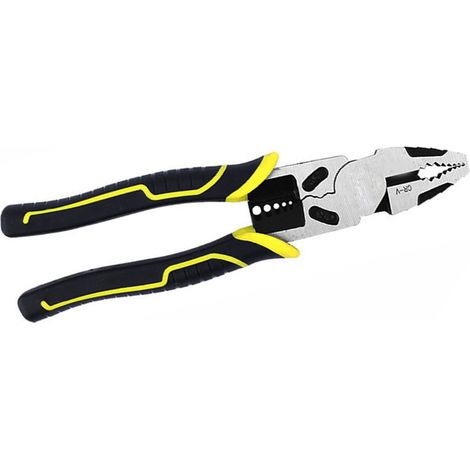 Pince coupante industrielle de qualité permettant de gagner du temps, jaune de 9 pouces, pince à dénuder multifonctionnelle, pince à sertir les fils, pince à dénuder CRV. (1/5)